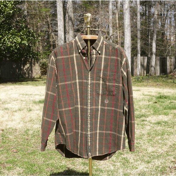 Vintage 90s Tommy Hilfiger Forest Plaid Button Up - Picture 1 of 7